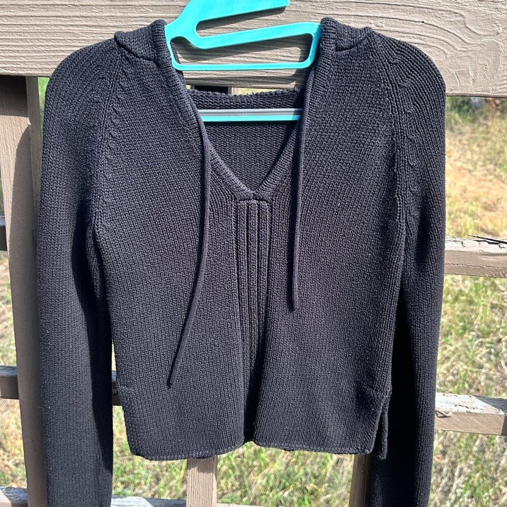 EUC Vintage Black Cotton Hooded Sweater/Cover-Up